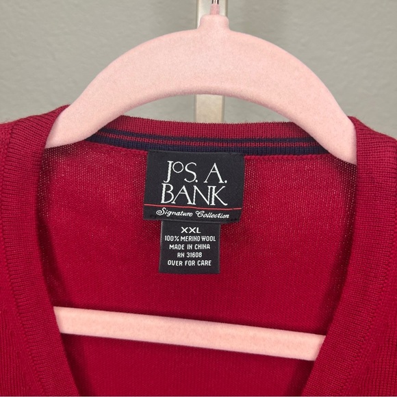 JoS A Bank Men's 100% Merino Wool Red Sweater Vest in XXL - Picture 3 of 4